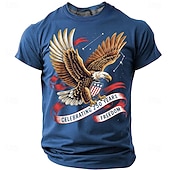billiga Patriotiska 250 T-shirts-4 juli 2026 250:e minnesdagen Herr 3D Print USA-flagga Rund hals Kort ärm T-shirt Dagligt Street