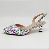 נעלי עקב מחודדות ורודות לנשים עם ריינסטון – נעלי חתונה, שושבינות ומסיבות אלגנטיות