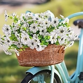 abordables Sztuczne kwiaty-10 Bundles Artificial Flowers Fake Plants - Fake Flowers Outdoor Artificial Plants Flowers Eucalyptus Leaves DIY Wedding Garden Porch Window Box Pot Planters Decor Room Decor Home Decor Valentine's Day