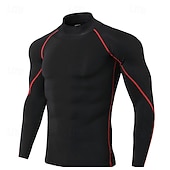 Недорогие Футболки и майки для бега-Муж. Компрессионная футболка Базовый слой для тренировок Тренировочные топы Длинный рукав Верхняя часть Одежда для спорта и отдыха Осень Однотонный Быстровысыхающий