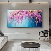 halpa Kukka-/kasvitaulut-käsintehty 3d vaaleanpunainen kirsikankukka kankaalle öljymaalaus käsinmaalattu värikäs kukka maisema kevät sisustus abstrakti kuvioitu seinätaide alkuperäinen kirsikankukka