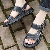 billiga Casual Sandals-Men's Brown  Velcro Sandals – Adjustable Strap Design with Comfortable Footbed, Ideal for Casual Wear, Beach Trips and Outdoor Activities
