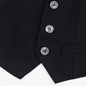 economico Abiti e Outfit per Portatori di Fedi-Completo da fedi nuziali per bambini, 4 pezzi, blazer &amp;gilet &amp; pantaloni  &amp;cravatta ragazzo abito formale casual esterno festa moda fresco basic tinta unita blu nero poliestere