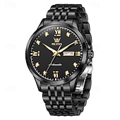 baratos Relógio Automático-Relógio masculino automático Olevs de luxo, em aço inoxidável prateado, com mecanismo de corda automática, mostrador com numerais romanos, diamantes, à prova d'água e com ponteiros luminosos, ideal