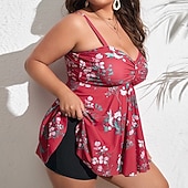 abordables Surfing Tankinis &amp; Bikinis-Mujer Traje de baño 2 Piezas Trajes de baño Floral Tropical Escote en V Elástico Sin Mangas Bañadores Surf Playa Vocación Verano