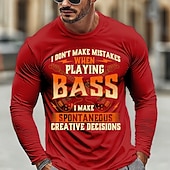 billige Musikk &amp; Instrument Grafiske T-skjorter-Herre Musikk Morsom Slang T skjorte Langermet T skjorte 3D-utskrift Crew-hals Skjorte Mote Daglig Grunnleggende Avslappet Daglig Gate Blå Svart Rød Sommer Vår Klær S M L XL XXL XXXL