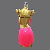 זול שמלת תחרות-שמלת ריקוד לטיני עם ריינסטון ציצית לנשים ללא שרוולים בגדי ריקוד רומבה סלסה