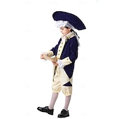  250th Anniversary USA Rococo Baroque Outfits Long Sleeves George Washington Alexander Hamilton Colonial Fancy Dress Boys' Carnival Independence Day 4th of July Kid's Coat Pants Collar