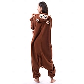 cheap Animal Costume-Kigurumi Pajamas Group Costume Onesie Costume Animal Monkey Warm Comfy Hooded Fleece Adults' Men's Women's Unisex Halloween Carnival Party Performance Homewear Dress Up