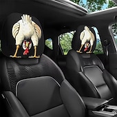 זול כיסויי בד-2 יחידות כיסויי משענות ראש לרכב עם הדפסה מצוירת של חיות חמודות, ללא מילוי, אביזרי פנים לרכב, כיסויי משענות ראש אוניברסליים לרכב, קישוטי פנים לרכב, מתאים לשימוש בכל מזג אוויר ללא מילוי
