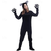billige Dyrekostyme-Kigurumi-pysjamas Fancy kostyme Onesie-kostyme Dyremønster Katt Varm søt stil Behagelig Med hette Fleece Voksne Herre Dame Karneval Påske Fest Ytelse homewear Kle deg opp