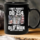 cheap Mugs &amp; Cups-DD-214 Veteran Gift Mug - 'I Ain't Perfect But I Do Have A DD-214 For An Old Man That's Close Enough' Design Proud Veteran Coffee Cup with Patriotic Theme