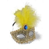 billiga Tillbehör-Kvinnors Grön Fjäder Venetiansk Maskeradmask - Lyxig Barock Crystal-Pyntad Karneval Kosttillsats för Venedigfestivalen Mardi Gras  Maskeradfester
