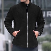 preiswerte Herrenjacken &amp; Herrenmäntel-Herren Wintermantel Teddymantel Freizeitjacke Lässig Täglich Thermowarm Tasche Vollreißverschluss Herbst Winter Einfach Streetwear Täglich Stehkragen Regulär Blau Schwarz Marineblau Braun Khaki Jacken