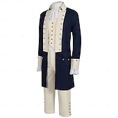  250-jähriges Jubiläum USA Rokoko Barock Outfits langarm George Washington Alexander Hamilton Kolonial Kostüm Herren Karneval Unabhängigkeitstag 4. Juli Erwachsene Mantel Hose Kragen