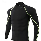 Недорогие Футболки и майки для бега-Муж. Компрессионная футболка Базовый слой для тренировок Тренировочные топы Длинный рукав Верхняя часть Одежда для спорта и отдыха Осень Однотонный Быстровысыхающий
