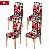 رخيصةأون غطاء كرسي الطعام-غطاء كرسي طعام مطاطي لعيد الحب، بنقشة مربعات الجاموس باللونين الأسود والأبيض مع قلب وقوس على مسند الظهر، غطاء كرسي شتوي قابل للإزالة والغسل للمنزل والمطعم والمطبخ وغرفة المعيشة (1/4/6 قطع)