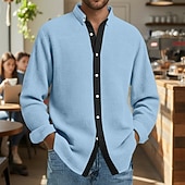 olcso gombos férfi ing-Férfi Ing Gofri ing Alkalmi ing Gombos póló Medence Fehér Bor Lóhere khakizöld Hosszú ujj Színes Hajtóka Hétköznapi Napi Ruházat Divat Modern Alkalmi Kényelmes