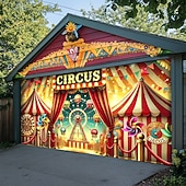 billige Garasje- og dørbanner-Mardi gras Garasjeportdeksel Stor opphengning sirkus Luksus 3D Party Utendørs Bakgrunner for skyting Inngangsdør Maskerade Hjemmedekor