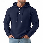 cheap Basic Hoodies-Men's Hoodie Pullover Hoodie Sweatshirt Button Up Hoodie Blue Apricot Wine Red Black Light Green Hooded Plain Kangaroo Pocket Casual Daily Sports &amp; Outdoor Streetwear Cool Sportswear Spring &amp; Fall