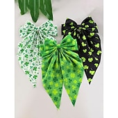 Χαμηλού Κόστους αξεσουάρ-Γυναικείο σετ 3 κλιπ μαλλιών με φιόγκο τριφύλλι για την ημέρα του Αγίου Πατρικίου, oversized ιρλανδέζικες πράσινες κορδέλες, εορταστικά αξεσουάρ μαλλιών με τριφύλλι για γυναίκες &amp;κορίτσια, ιδανικά για