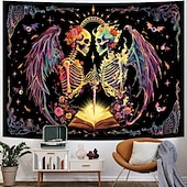 halpa Blacklight -kuvakudokset-mustavaloinen trippy-kallokuvakudos, uv-reaktiivinen goottilainen luuranko-seinävaate, fantasia-neonsiipi, pimeässä hohtava juhlajuliste, maaginen galaksi-avaruuskuvakudos makuuhuoneeseen