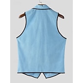abordables Camisetas sin mangas de gimnasio-Hombre Camiseta sin mangas Camisa de Pana Camisa sin mangas Sin Mangas Cuello Barco Verano Primavera Bloque de color Tira de pozo Moda Design Músculo Botón frontal Exterior Noche Blanco Camiseta