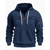 economico Felpa Tattica-Per uomo Felpa con cappuccio Felpa con cappuccio e zip Felpa con cappuccio e zip corta Nero Verde militare Blu marino Cachi Grigio chiaro Con Cappuccio Semplice Tasca Quotidiano Sport &amp; Outdoor Ferie