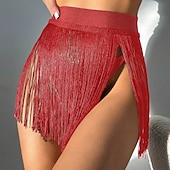 tanie Dół od bikini-Damskie Stroje kąpielowe Dół bikini Spódnica Kostium kąpielowy Dół z frędzlami Urlop Stroje plażowe Jednokolorowe Bez rękawów Kostiumy kąpielowe