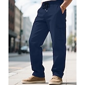 economico Pantaloni cargo-Per uomo Pantaloni Cargo Pantaloni Coulisse Elastico in vita Multi-tasche Tinta unica Antivento Comodità Quotidiano All'aperto Ferie Streetwear Elegante Nero Verde militare