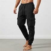 economico Carico-Per uomo Nido d'ape Pantaloni Cargo Joggers Pantaloni Pantaloni casual Multi-tasche Polsino elastico Semplice Comodità Lunghezza intera Casuale Quotidiano All'aperto Vacanza Moda Nero Bianco