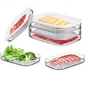 levne Úložné stojany-1/2/3/4vrstvé stohovatelné vzduchotěsné nádoby na potraviny s víky, určené pro efektivní organizaci v chladničce, ideální na sýry, uzeniny, ovoce, zeleninu, organizér do chladničky šetří místo