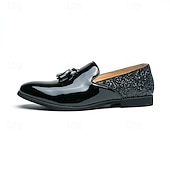 baratos Sapatos masculinos-Sapatilhas Slip-On Douradas com Glitter de Mardi Gras Masculinas – Sapatos Formais Brilhantes para Ocasiões Especiais Festas e Celebrações de Carnaval