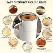 billige Kaffetilbehør-Elektrisk kaffekrus med LED-temperaturdisplay - betjening med ett trykk, 304 rustfritt stål, egnet for blanding av kaffe, melk, te og blandede drikker, ideell for kontor, hjem &amp;utendørs reisebruk