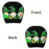 baratos Capas de Sofa-2 capas de encosto de cabeça para carro com trevo verde | compatíveis com todos os veículos, pretas &amp;Adesivo para carro com estampa de trevo verde, design plano 2D, poliéster, fácil instalação -