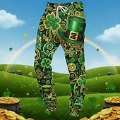  Pantaloni della tuta per uomo joggers pantaloni con cordino vita elastica grafica a quattro foglie di trifoglio comfort traspirante abbigliamento quotidiano all'aperto per il Giorno di San Patrizio