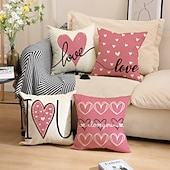 cheap Throw Pillows,Inserts &amp; Covers-Valentine's Day Couple Heart Pillow Cover, Red "LOVE" Letter Print Decorative Cushion, Perfect for Sofa, Living Room, Bedroom, Ideal for Romantic Valentine's Day Home Decor