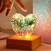 ieftine Lumini decorative-1 buc lampă de noapte cu artificii de dragoste 3D alimentată prin USB 11 * 9cm decorativ pentru dormitor living dining atmosferă pentru capul de pat lumini decorative cadouri