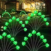 voordelige Landschapsverlichting-2 stuks buitenverlichting op zonne-energie met 8 klavertjes vier, St. Patrick's Day-thema, 76 cm hoog, geschikt voor tuin, gazon, tuinpad, feestdecoratie en een feestelijke sfeer.