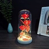 olcso Dekoratív fények-Üveg rózsa örök kristály virág világító rózsák üvegdóm alatt ajándékok nőknek anyának nagymamának feleségnek nővérének