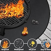  tappeto per barbecue, tappetino per griglia, tappetino per braciere rotondo e rettangolare, tappetino per griglia per barbecue in silicone a 3 strati, protezione ignifuga per terrazza e patio, per