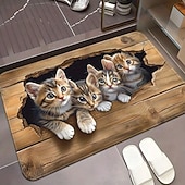 Недорогие Коврики-3D оптическая иллюзия коврик для двери визуальная ловушка напольный коврик нескользящий милый котенок дизайн с выглядывающим деревом для дверного проема ванной комнаты indoors outdoors диатомит