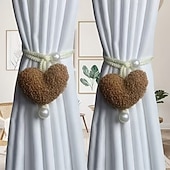 levne Event &amp; Party Supplies-1/2 ks 3D plyšové korálkové závěsy ve tvaru srdce, dekorace na zavazování, síťka proti hmyzu, spona z lana