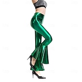  Metallico Anni '80 Lattice Lucido Pantaloni Pantaloni a zampa d'elefante Pelle PU Costume Per donna Costume di Carnevale Mascherata Feste Addio al Nubilato Parata dell'Orgoglio Adulti Pantaloni