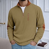 economico T-shirt in velluto a coste-Da uomo Camicia di Velluto a Coste Maglietta Camicia a Maniche Lunghe Manica Lunga Con cerniera Autunno Inverno Autunno &amp; Inverno Blocco di colori Quotidiano Testurizzato Casual Con zip Oversize Ampio