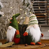 Paquete de 2 muñecos de gnomo hechos a mano para el Día de San Patricio, decoración de elfo navideño, gnomo nórdico de peluche, decoración para escaparates de casas navideñas.