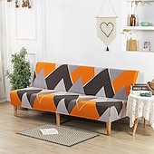 abordables Couverture du canapé Futon-Housse de canapé-lit extensible en tissu imprimé, disponible en 3 tailles différentes, housse de canapé sans accoudoirs, housse de banc élastique, protection décorative pour le Nouvel An, décoration