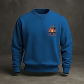 billiga 3D-tröjor för män-Amerikas 250-årsjubileum Herr Tröja Rund hals Blå Ljusblå Svart Gul Grön Vinter Vår &amp; Höst Designer S M L XL 2XL 3XL