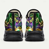 お買い得  メンズシューズ-男性用マルディグラ鮮やかなカーニバルスニーカー、マスクとコンフェッティデザイン – 明るくて快適なフットウェア、パレード、パーティー、フェスティバルに最適