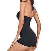 abordables Rash Guards de Una Pieza-Mujer Traje de baño Traje de baño de una pieza fruncido Trajes de baño Color sólido Cabestro Elástico Sin Mangas Bañadores Surf Playa Vocación Verano